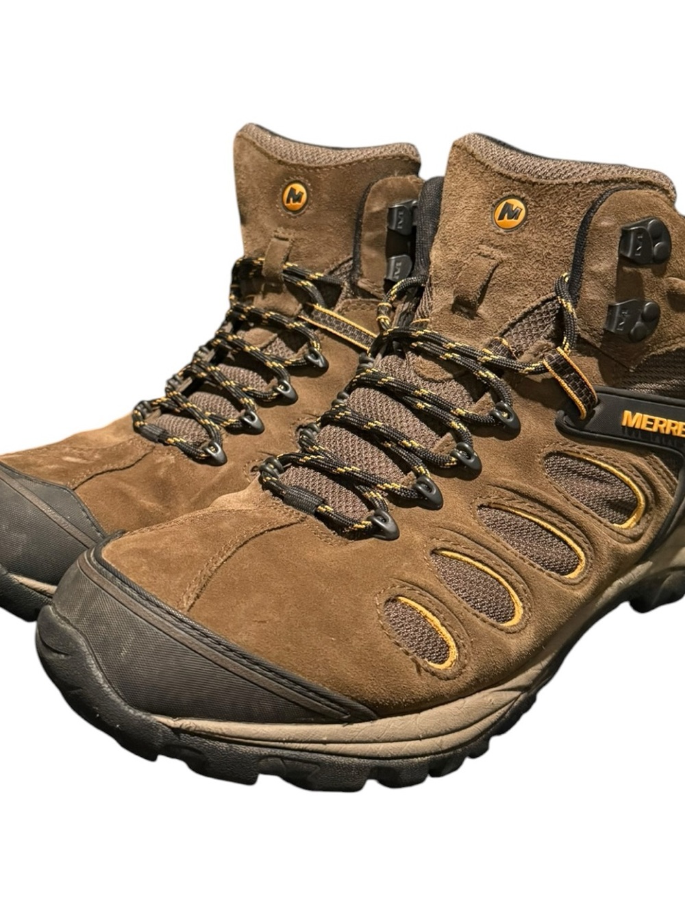 Merrell Men’s Black Slate Mid Waterproof Suede Trail Work Hiking Boots Size 11.5